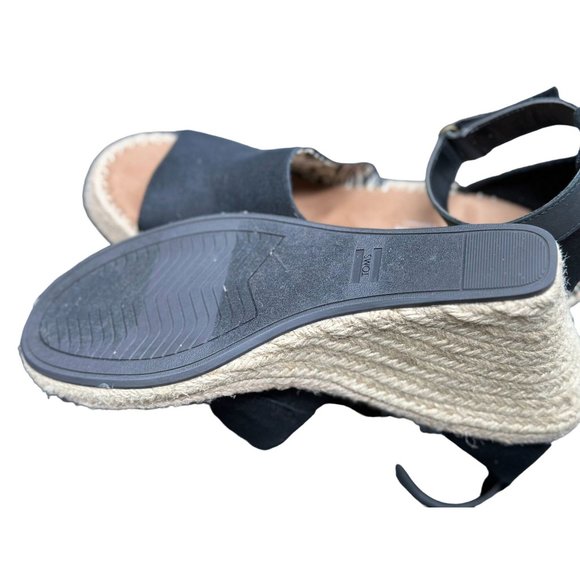 Toms Womens Marisol Wedge Sandal Adjustable Hook and Loop Strap Black Size 6M - Picture 10 of 12
